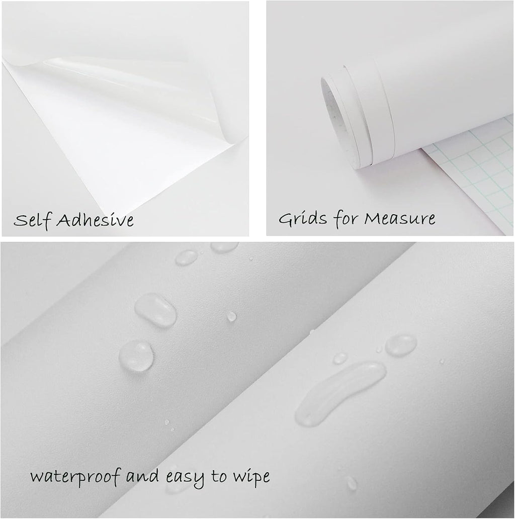 Matte White Peel Stick Wallpaper 24x196in