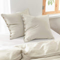 Natural Linen Coconut Button Euro Pillow Covers 26"x26" Set of 2