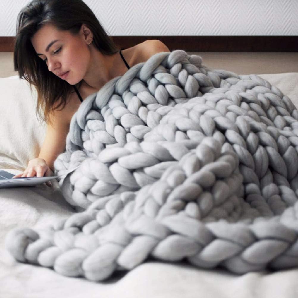 Handmade Chunky Chenille Knit Throw Blanket