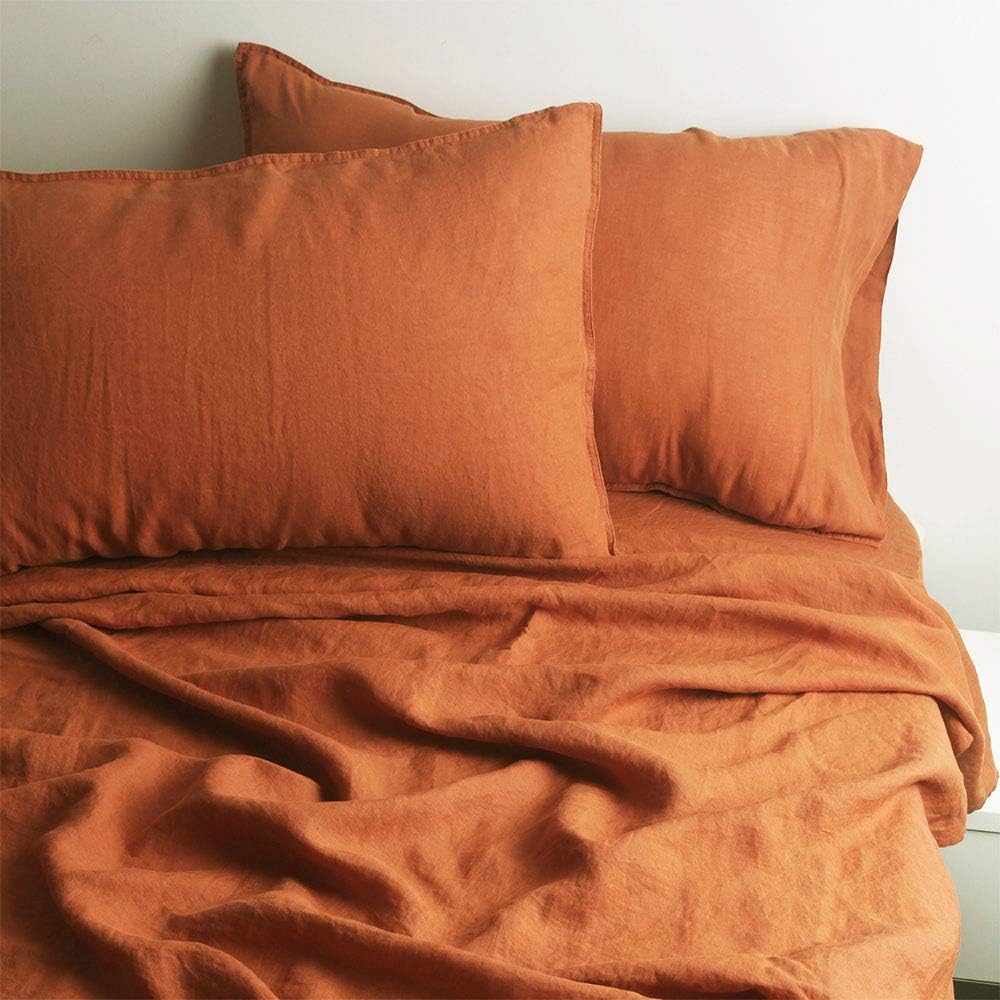 Orange Caramel Organic Linen Pillowcases 20"x30" Set of 2