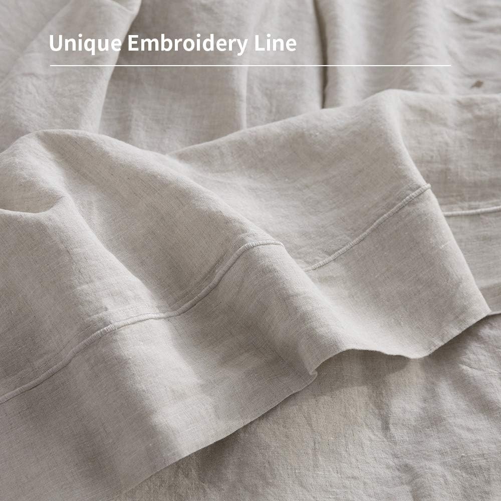 Embroidered Washed Linen Pillowcases 20"x30" Set of 2