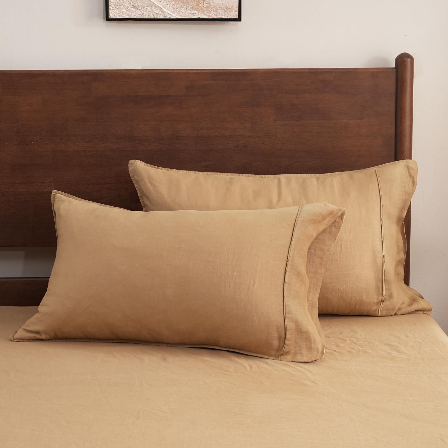 Sandy Beige Organic Linen Pillowcases 20"x30" Set of 2