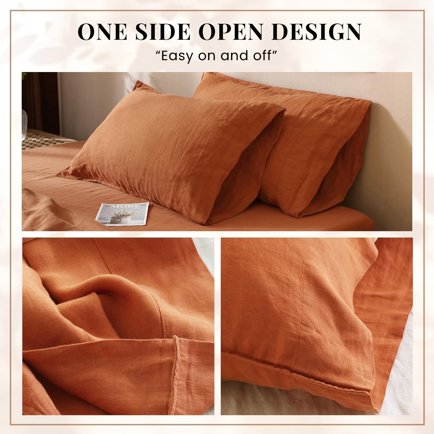 Orange Caramel Organic Linen Pillowcases 20"x30" Set of 2