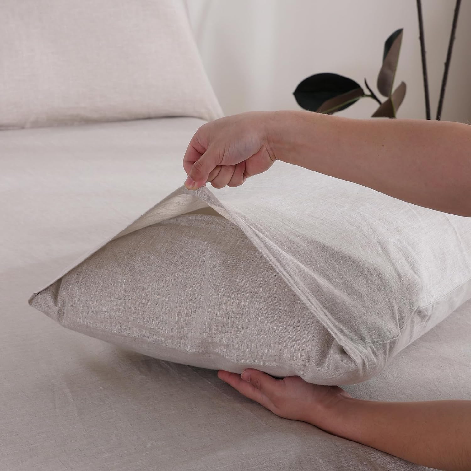French Linen Pillow Covers Set of 2 Envelope Closure