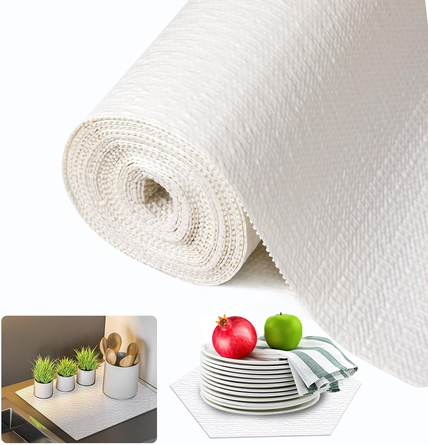 White Non Adhesive Waterproof Shelf Drawer Liner 12in x 10FT