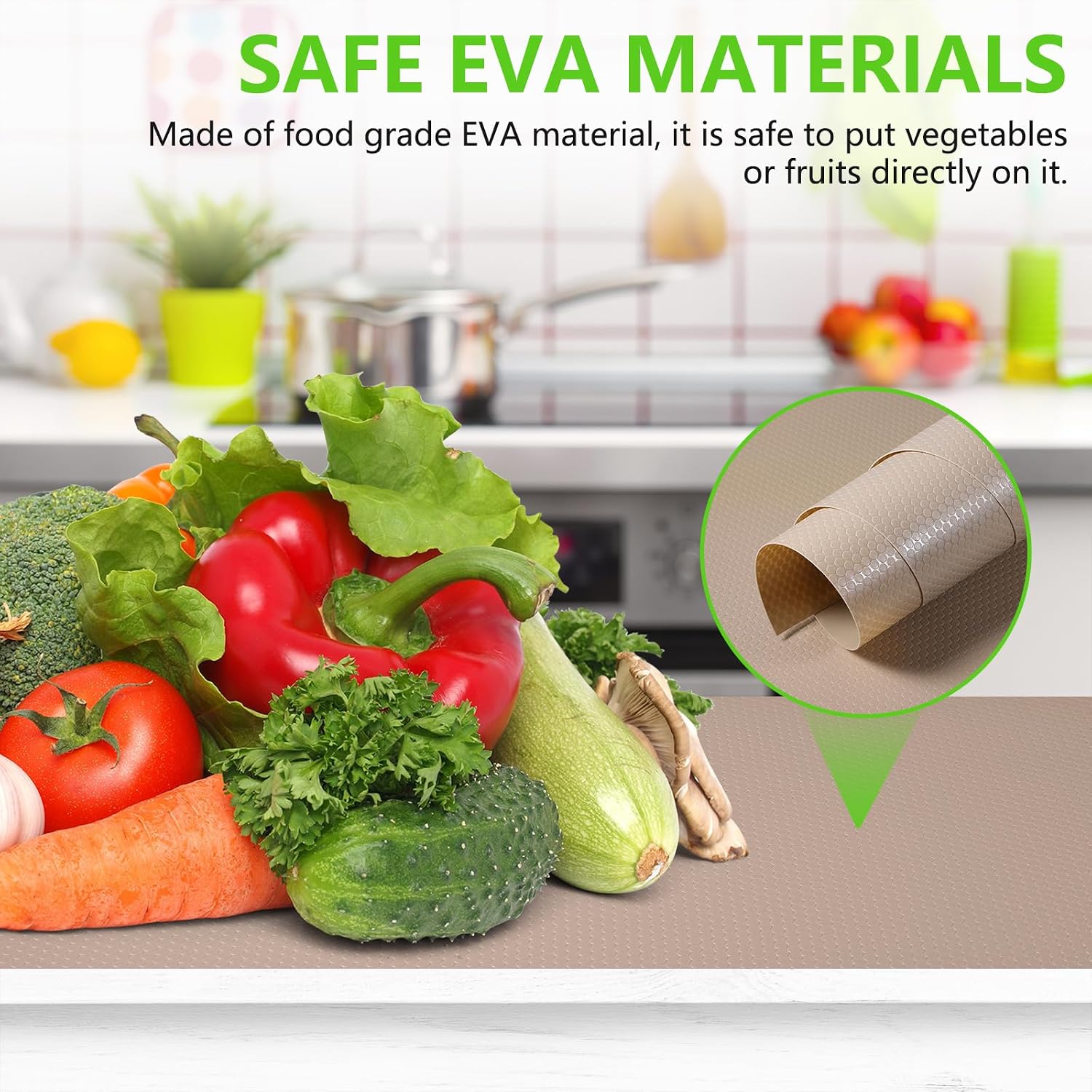 Beige Waterproof Non Adhesive Shelf Liner