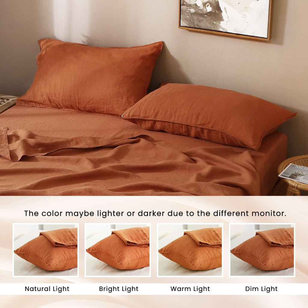 Orange Caramel Organic Linen Pillowcases 20"x30" Set of 2