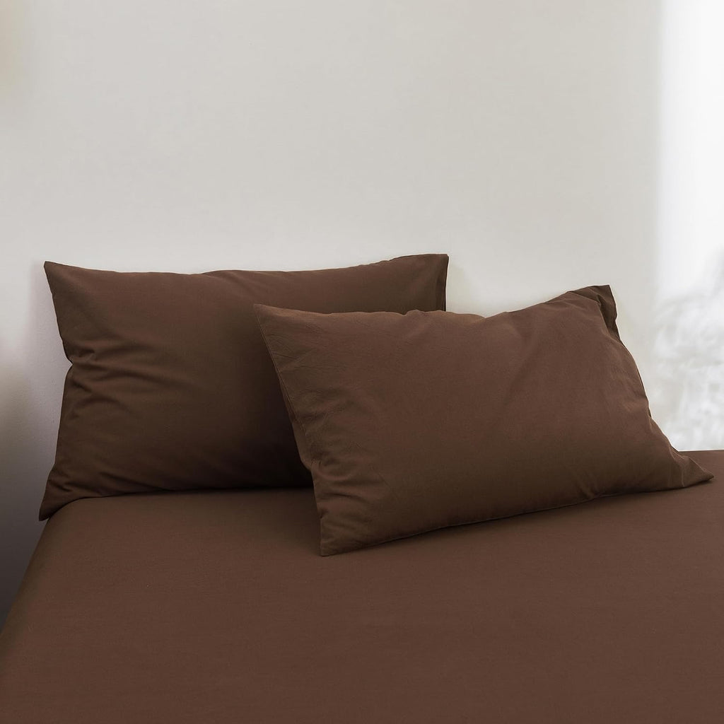 Cocoa Brown Cotton Pillowcases 2 Pack Standard Size