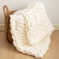 Cream Handmade Chunky Knit Throw Blanket