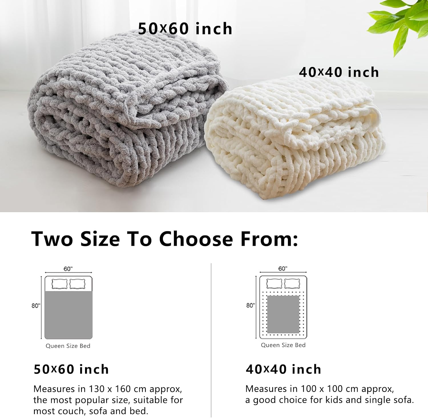 Cream Handmade Chunky Knit Throw Blanket