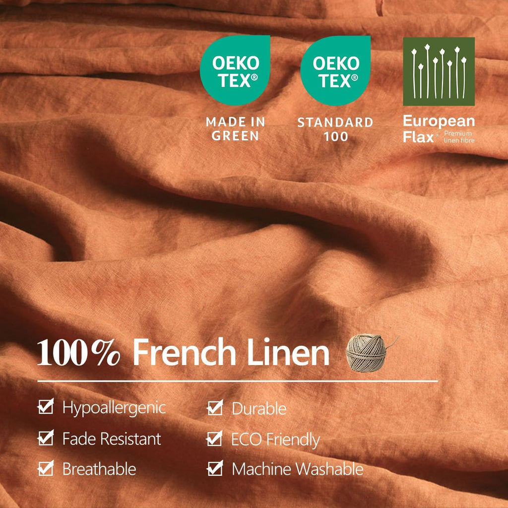 Orange Caramel Organic Linen Pillowcases 20"x30" Set of 2