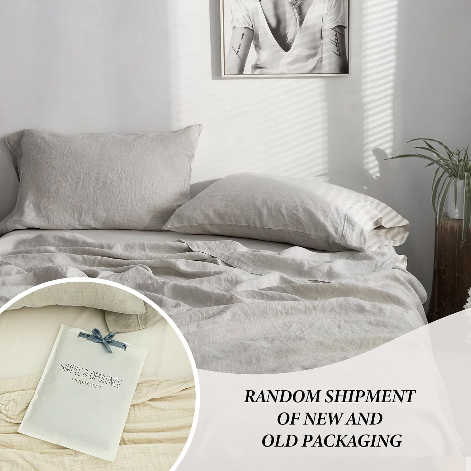 Embroidered Washed Linen Pillowcases 20"x30" Set of 2