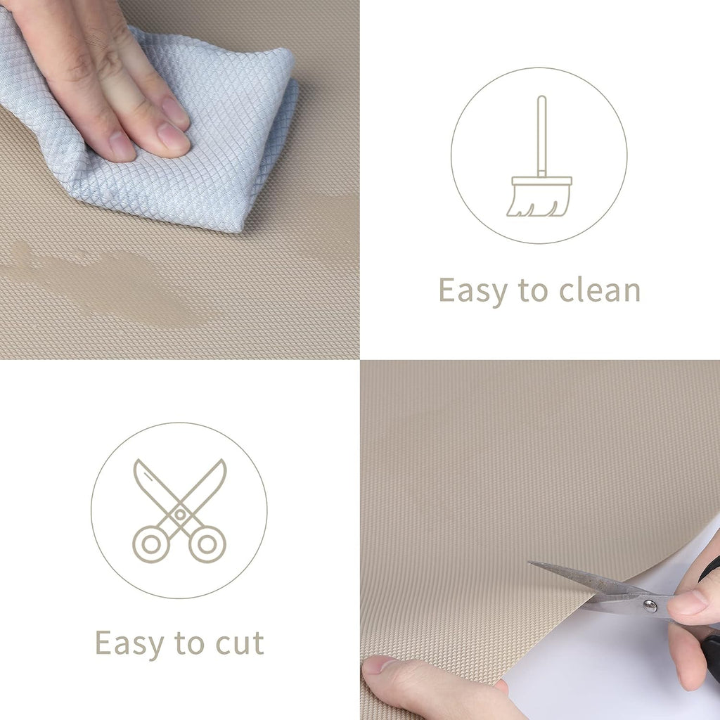 Khaki Non-Adhesive Waterproof Shelf Drawer Fridge Liner