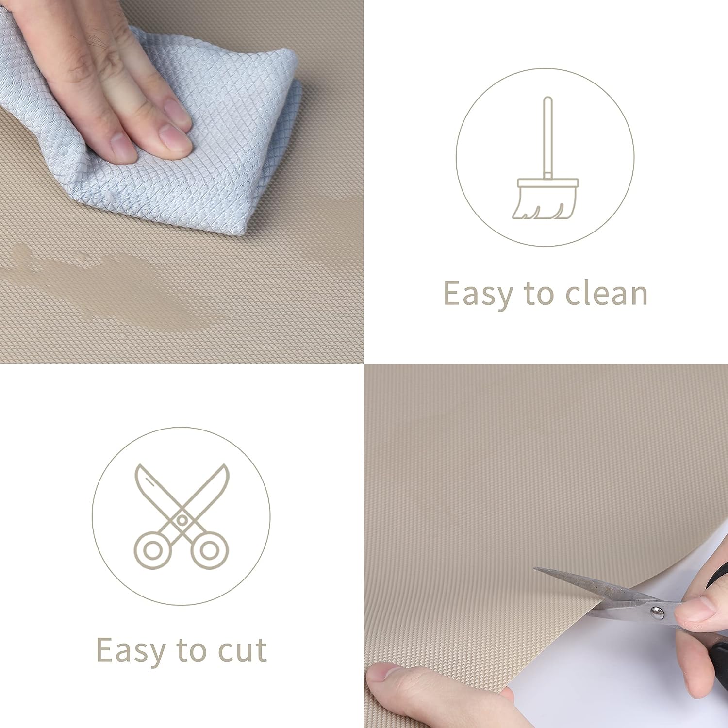Khaki Non-Adhesive Waterproof Shelf Drawer Fridge Liner