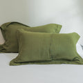 Olive Embroidered Linen Pillowcases 2 Pack 20"x36"