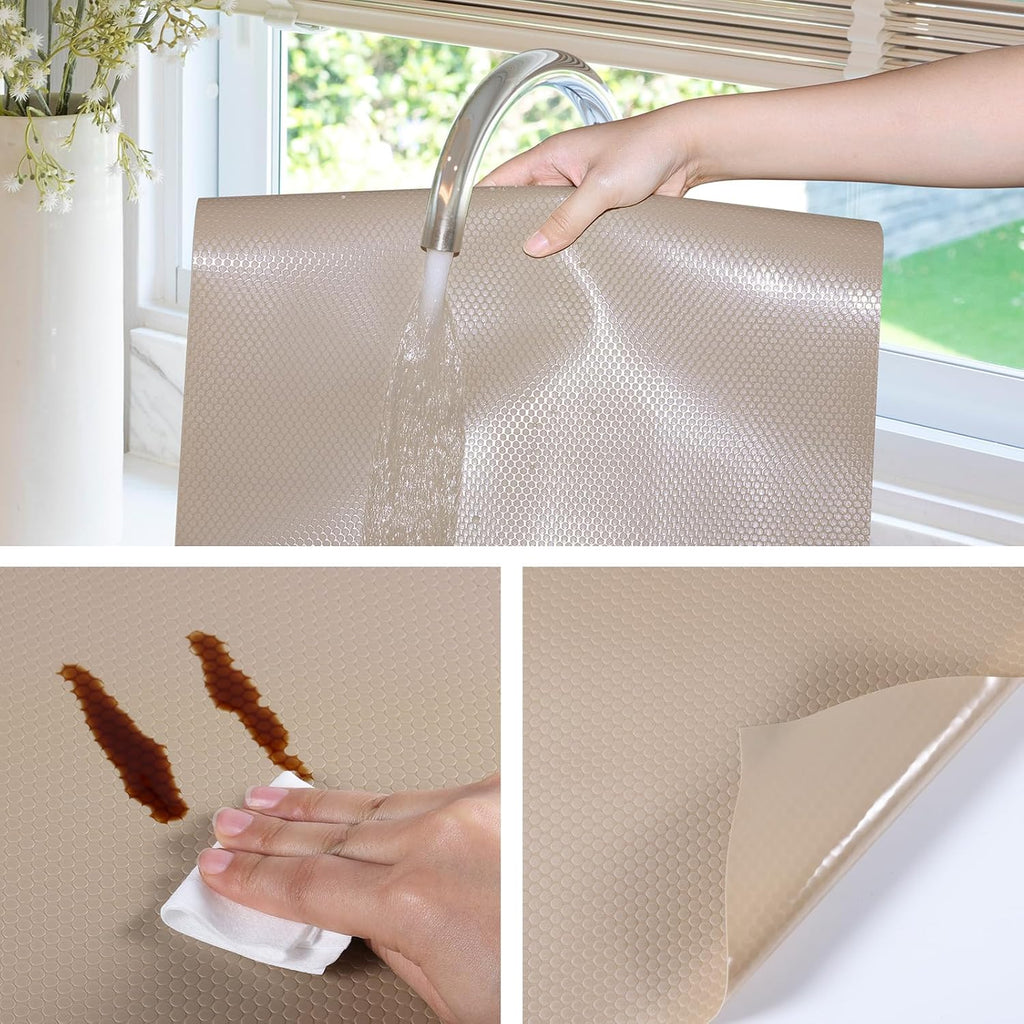 Beige Waterproof Non Adhesive Shelf Liner