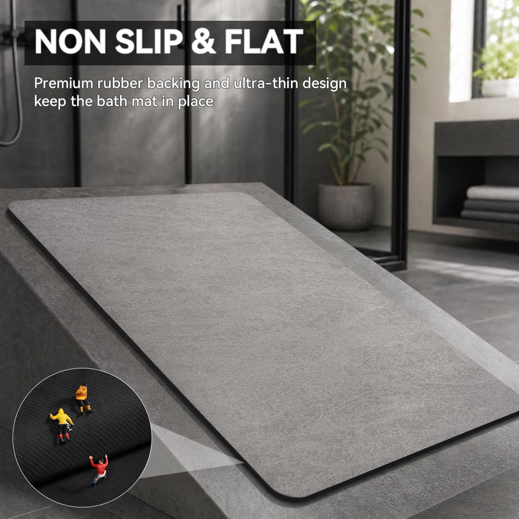 Gray Thin Non Slip Bath Mat 24"x70"