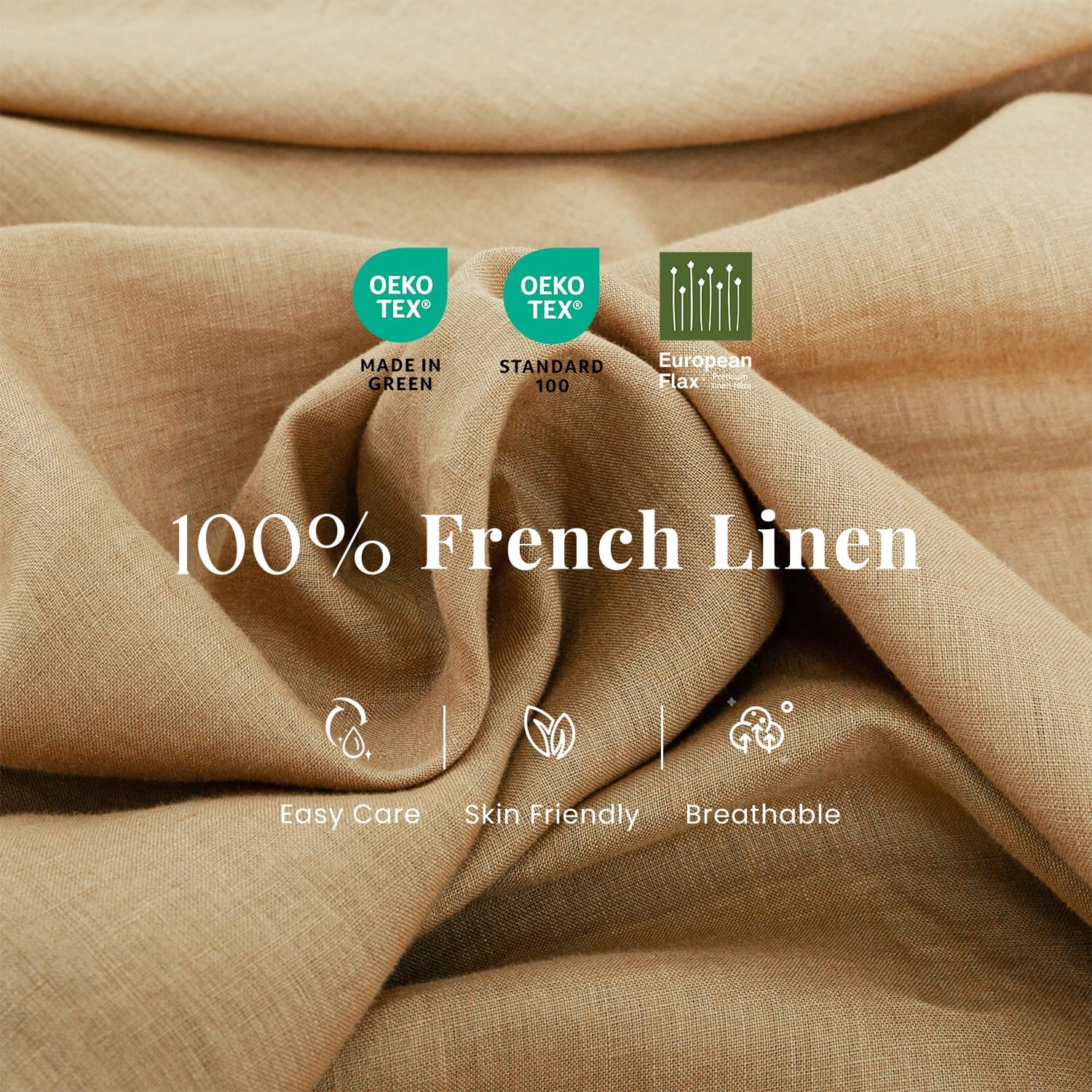 Sandy Beige Organic Linen Pillowcases 20"x30" Set of 2