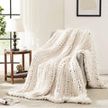 Handmade Cable Knit Chenille Chunky Throw Blanket 50x60