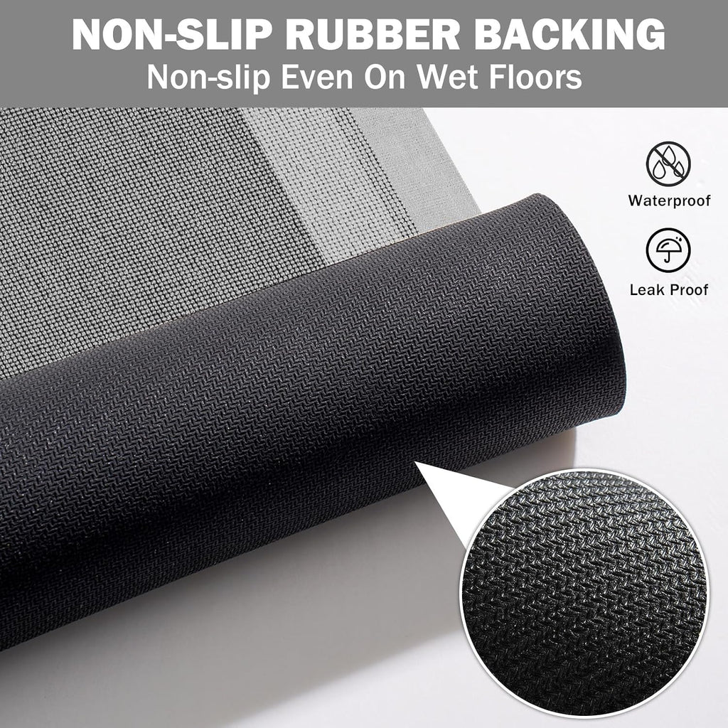 Grey Thin Washable Non Slip Bath Runner 17"x59"