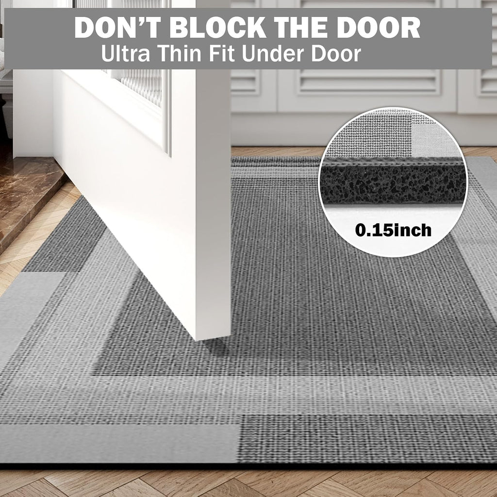 Grey Thin Washable Non Slip Bath Runner 17"x59"