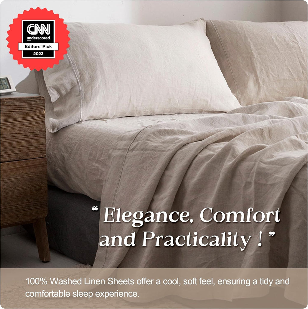 Embroidered Washed Linen Pillowcases 20"x30" Set of 2