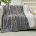Gray Chenille Sherpa Cable Knit Throw Blanket 50"x60"