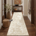 Beige Oriental Floral Washable Runner Rug 2x8