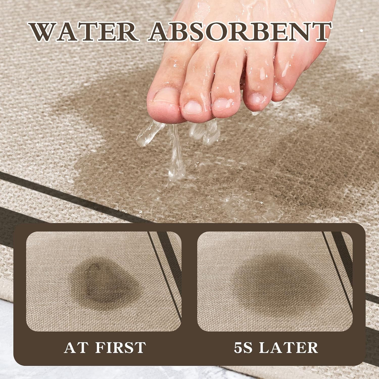 Light Beige Thin Non Slip Bath Runner Rug 47"x17"