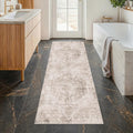 Beige Farmhouse Washable Runner Rug 2x6