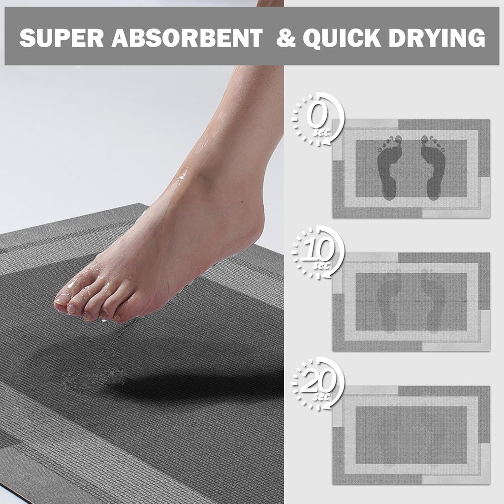 Grey Thin Washable Non Slip Bath Runner 17"x59"