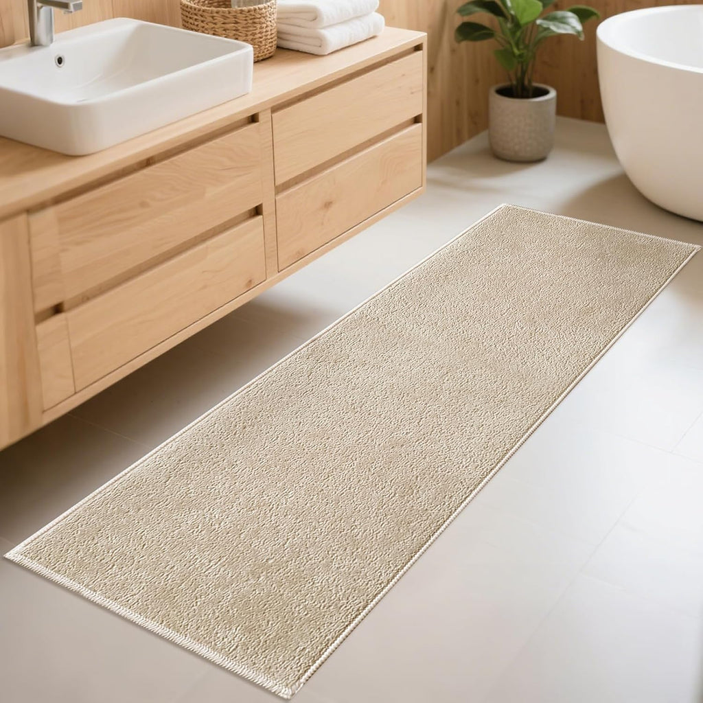 Light Coffee Thin Non Slip Bath Runner Rug 24"x60"