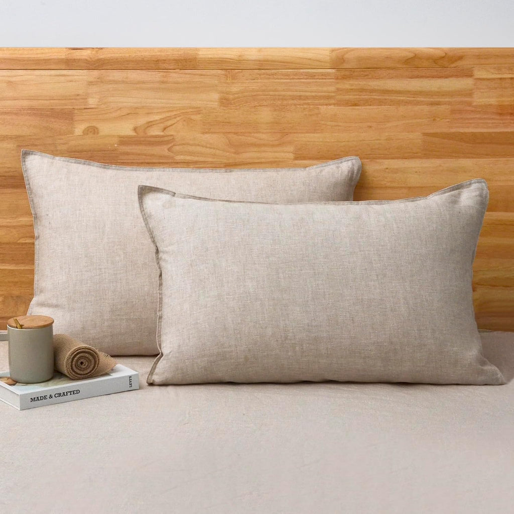 Natural Washed French Linen Pillow Covers 20"x30" Set of 2