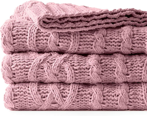 Blush Cable Knit Chenille Throw Blanket 51"x67"