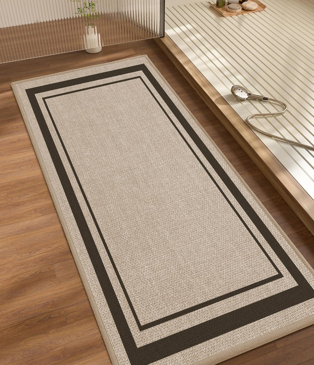 Light Beige Thin Non Slip Bath Runner Rug 47"x17"