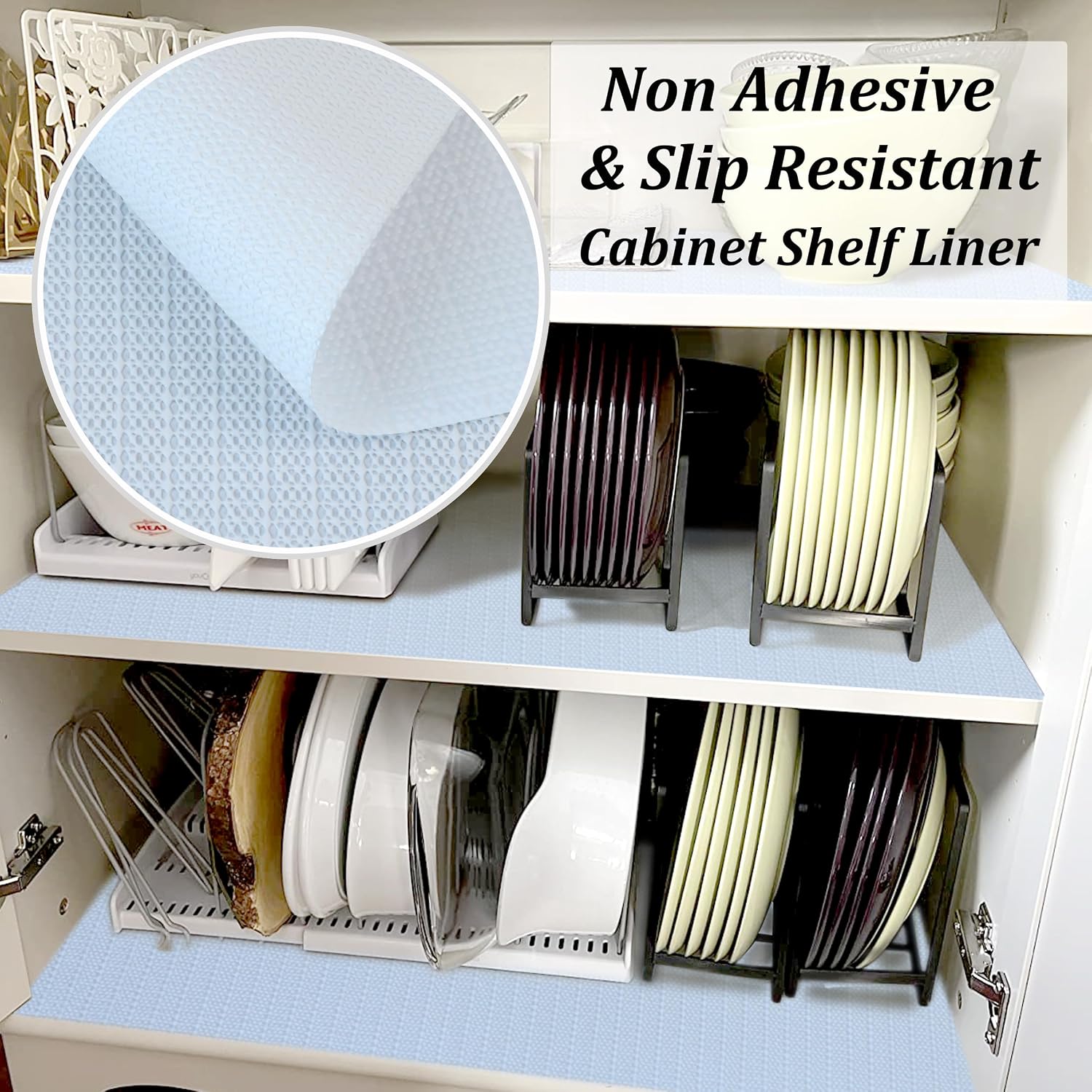 White Non Slip Washable Waterproof Shelf Drawer Liner 24in x 20FT