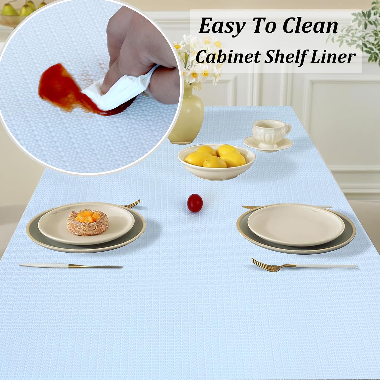White Non Slip Washable Waterproof Shelf Drawer Liner 24in x 20FT