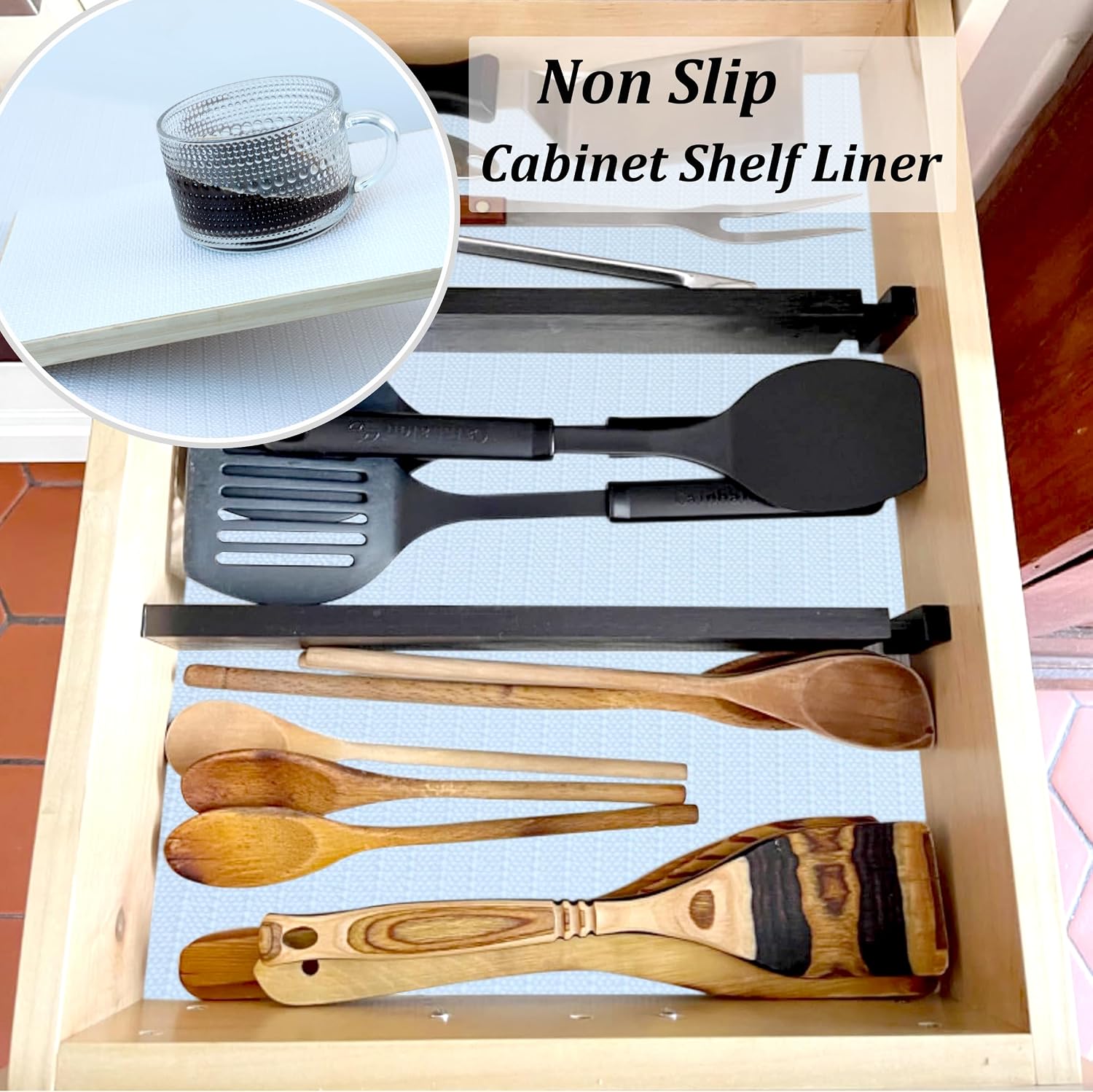 White Non Slip Washable Waterproof Shelf Drawer Liner 24in x 20FT