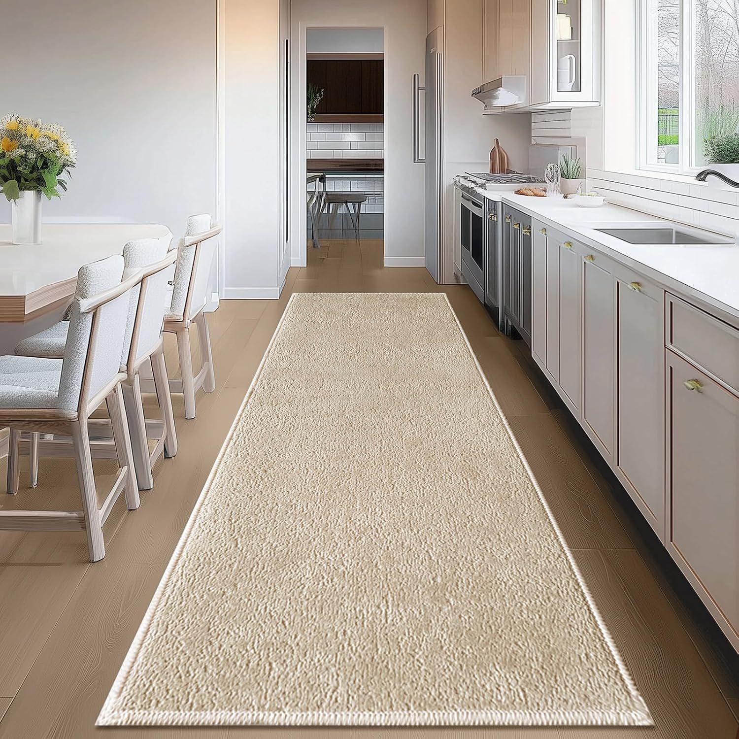 Light Coffee Thin Non Slip Bath Runner Rug 24"x60"