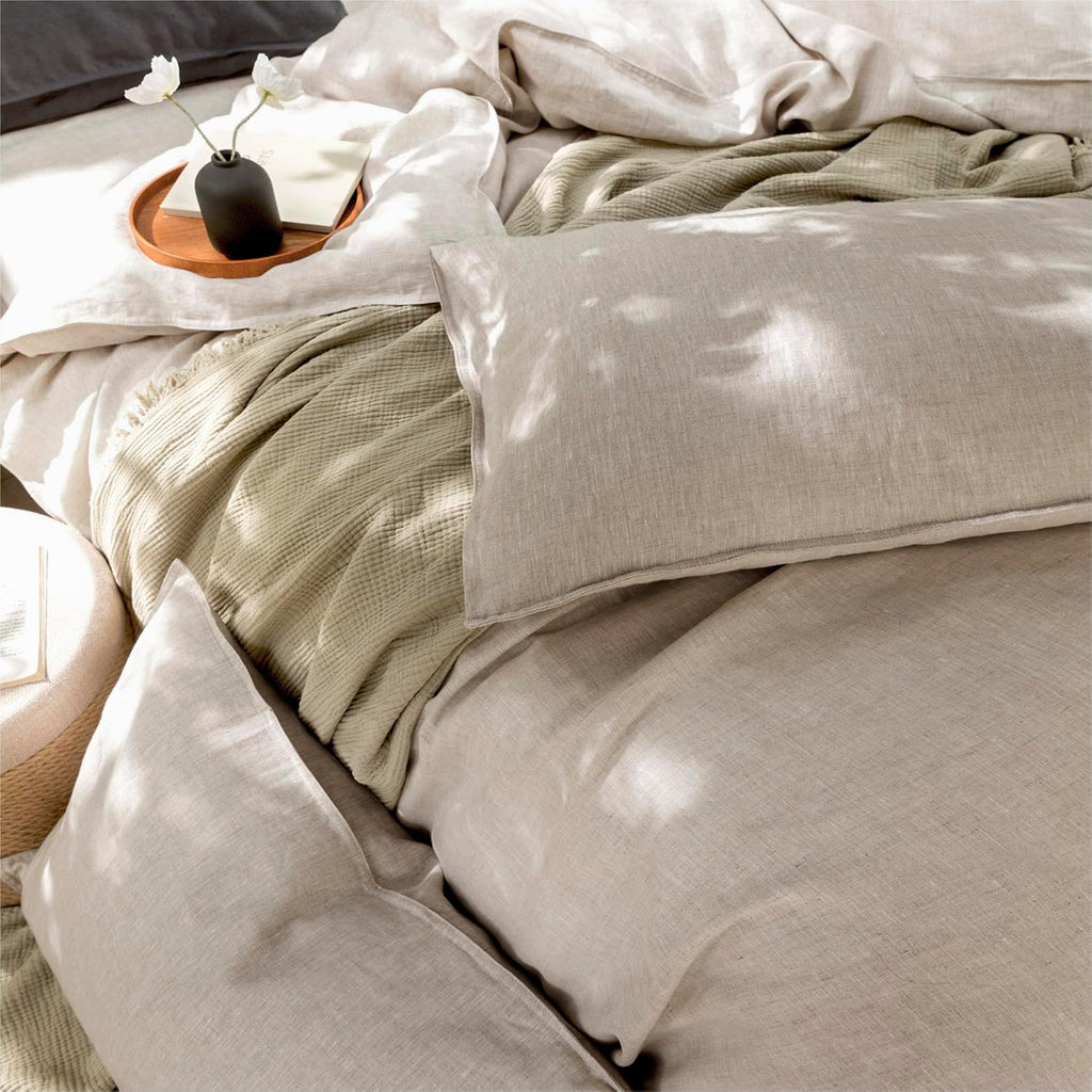 Natural Washed French Linen Pillow Covers 20"x30" Set of 2