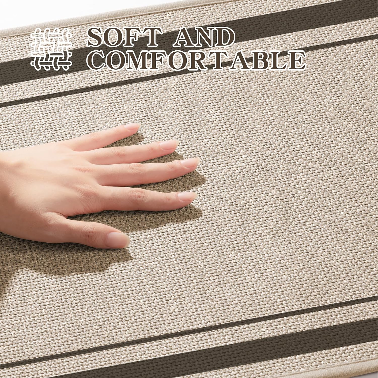 Light Beige Thin Non Slip Bath Runner Rug 47"x17"