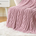 Blush Cable Knit Chenille Throw Blanket 51"x67"