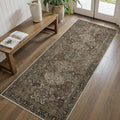 Brown Vintage Washable Runner Rug 2x5