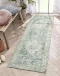 Sage Green Boho Washable Runner Rug 2x6