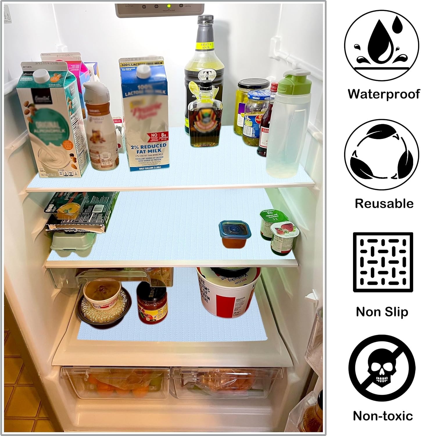 White Non Slip Washable Waterproof Shelf Drawer Liner 24in x 20FT