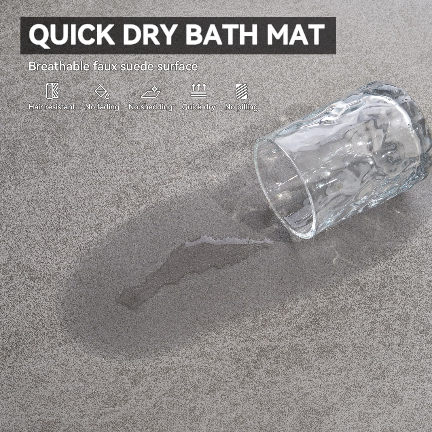 Gray Thin Non Slip Bath Mat 24"x70"